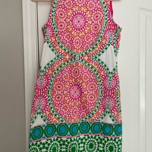 London Times Pink and Green Patterned Mini Dress